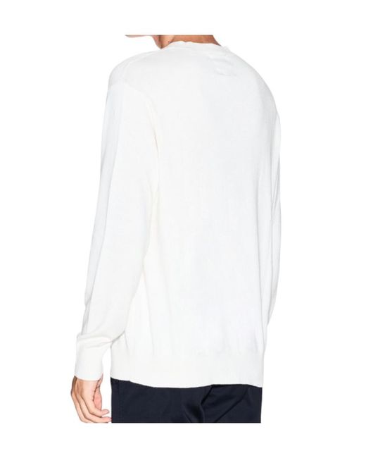 ARMANI EXCHANGE White Logo-Motif Crew-Neck Sweater for men