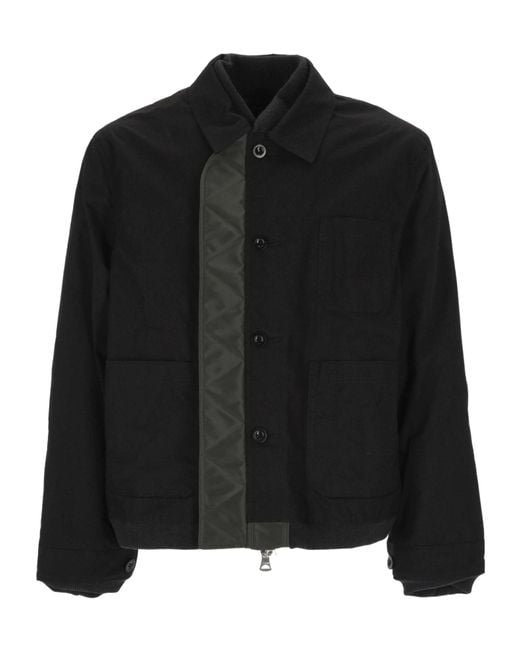 Sacai Black Reversible Zip-Fastening Jacket for men