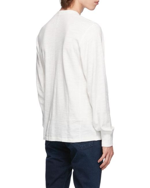 Rag & Bone White Round-Split Neck Long-Sleeved Top for men