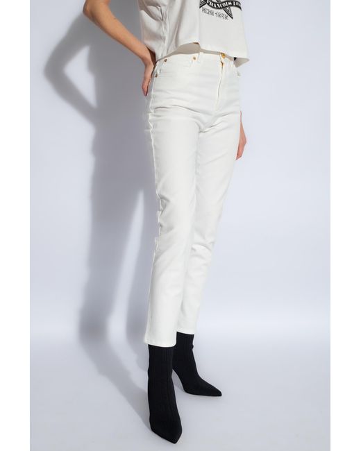 Balmain White High Waist Slim Fit Jeans