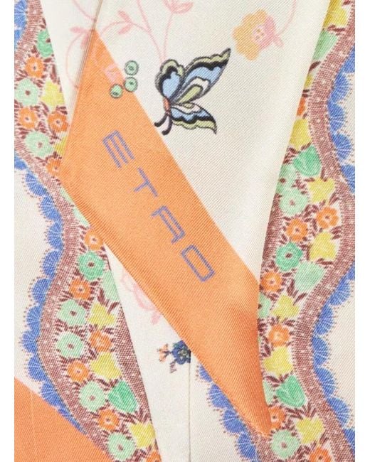 Etro White Twill Paisleyina Scarf
