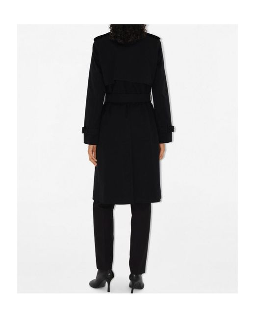 Burberry Black Long Check Collar Gabardine Trench Coat