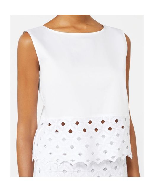 Max Mara White Bchmaggio Broderie-Anglaise-Detail Top