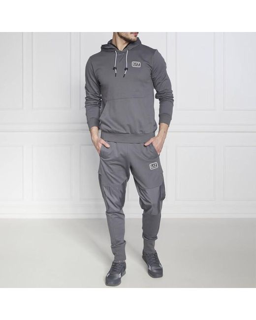 EA7 Blue Logo Hooded Sweater for men
