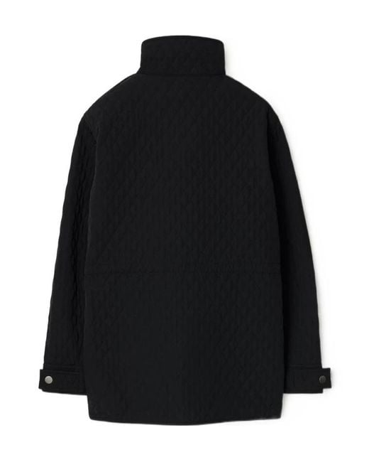 Burberry Black Quilted Check Hood Jacket