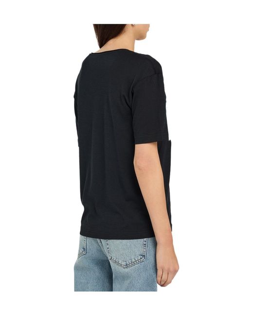 Totême  Black Scoop-Neck Cotton And Silk-Blend T-Shirt