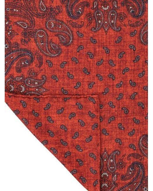 Brunello Cucinelli Red Logo Patch Graphic Printed Pocket Square for men