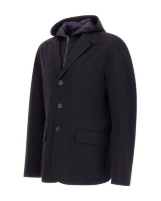 Herno Blue Hooded Jersey Blazer for men