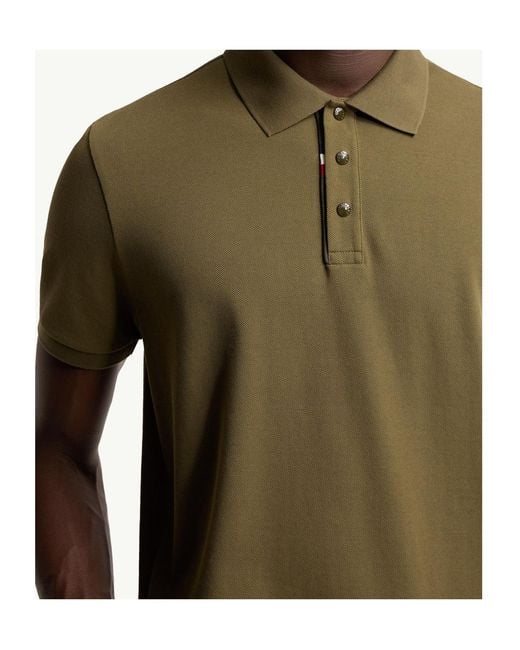 Moncler Green Logo Cotton Piquet Polo Shirt for men