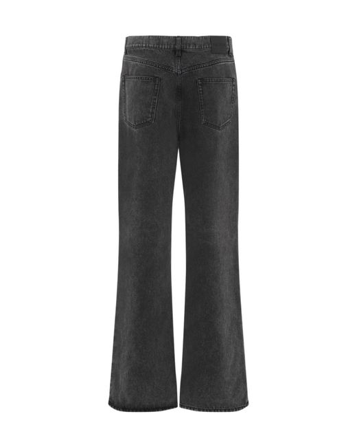 McQueen Gray Logo Patch Wide-Leg Jeans for men