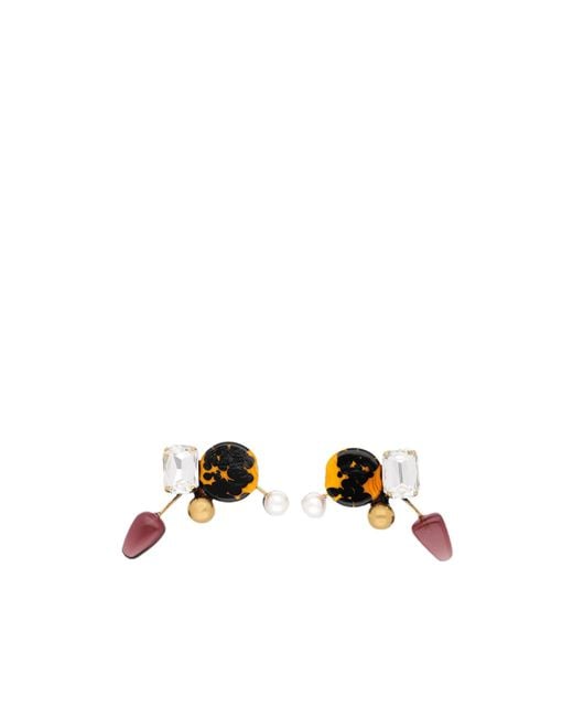 Dries Van Noten Multicolor Handmade Crystal-Embellished Earrings