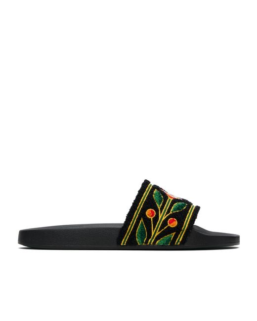 Casablanca Black Logo Detailed Terry Slides for men