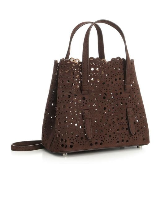 Alaïa Brown Alaïa Mina 20 Cut-Out Top Handle Bag