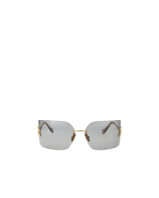 Miu Miu White Rimless Sunglasses