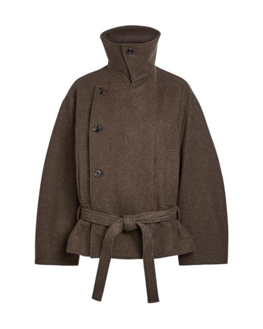 Lemaire Brown Wool-Blend Wrap Coat