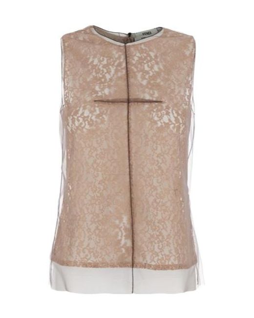 Fendi Natural Floral-Lace Top