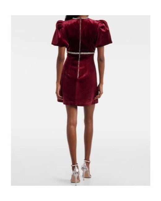 Rebecca Vallance Red Edwiena Embellished Velvet Minidress