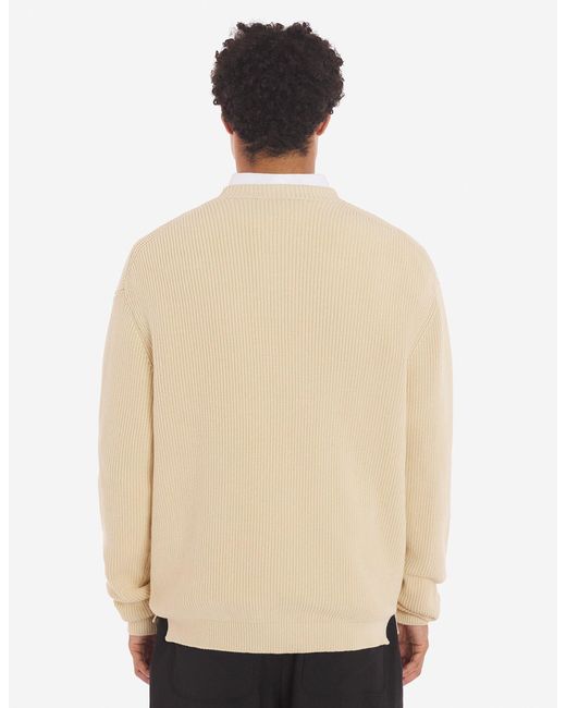 Maison Kitsuné Natural Maison Kitsuné Fox Head Embroidered Knitted Cardigan for men