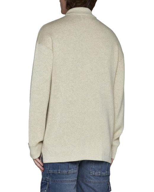 Isabel Marant White Polo-Collared Knitted Jumper for men