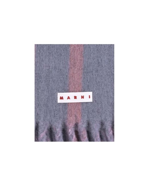 Marni Purple Logo Patch Fringed Scarf for men