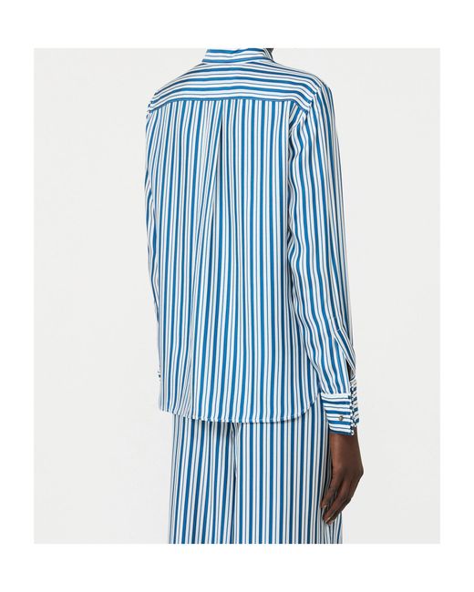 Max Mara Blue Stripe-Print Silk Shirt