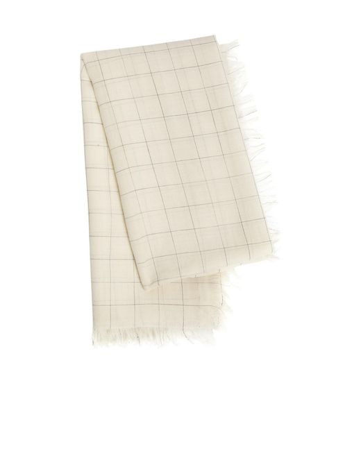 Totême White Checked Wool Scarf
