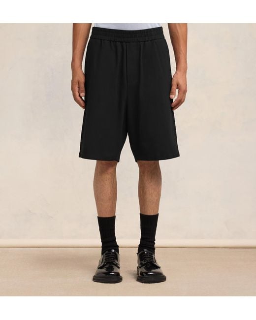 AMI Black Logo Plaque Bermuda Shorts for men