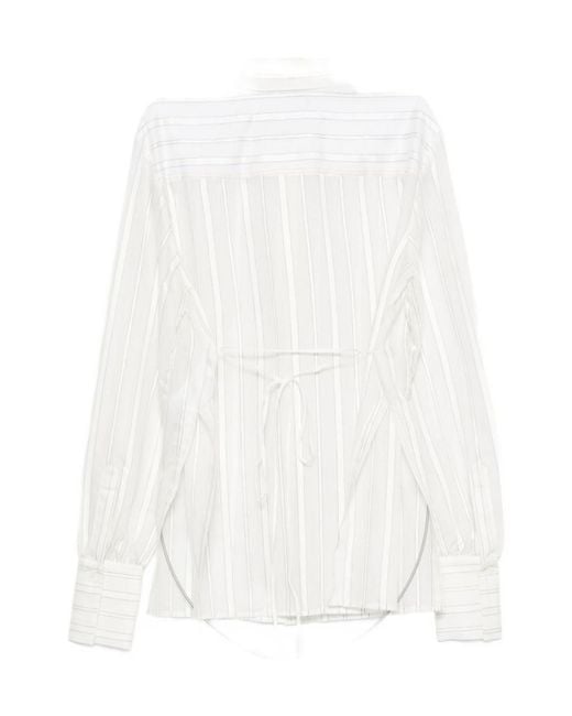 Semicouture White Striped Long-Sleeve Shirt