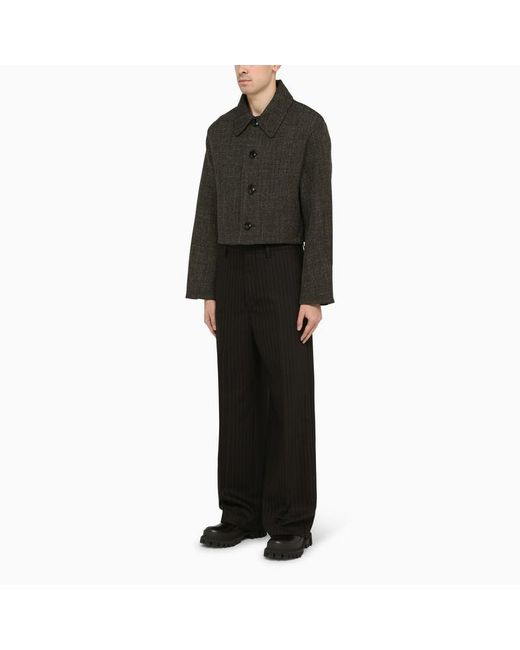 AMI Gray Textured Cropped Jacket for men