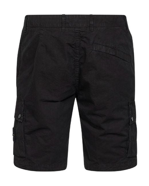 Stone Island Black Cargo Bermuda Shorts for men