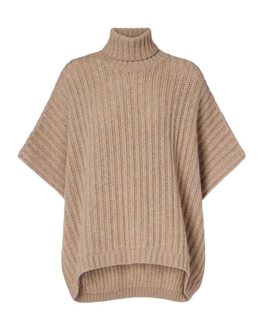 Brunello Cucinelli Natural Ribbed-Knit Cashmere Turtleneck Sweater