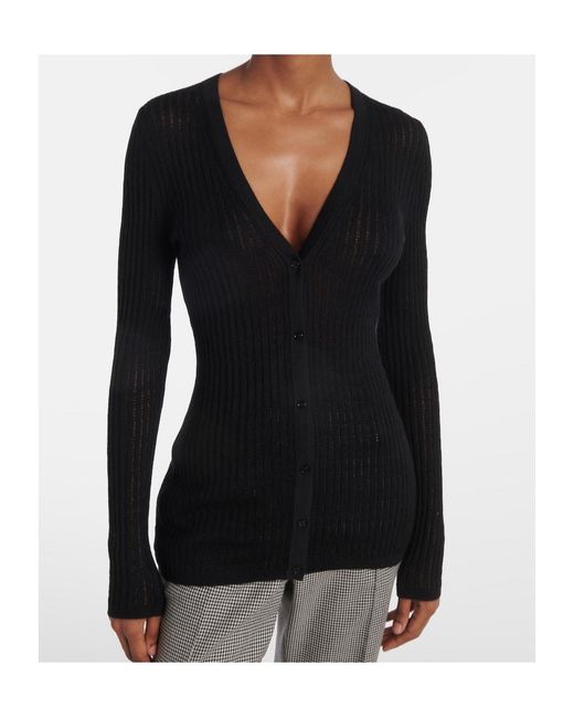 Gabriela Hearst Black Emma Pointelle Cashmere And Silk Cardigan