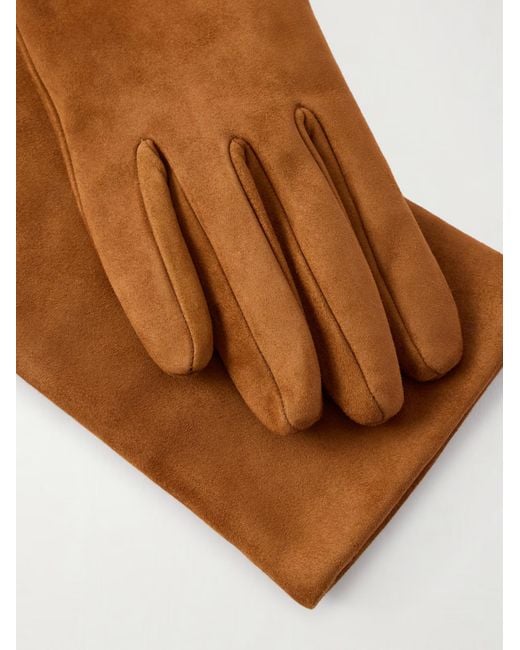 Nour Hammour Brown Suede Gloves
