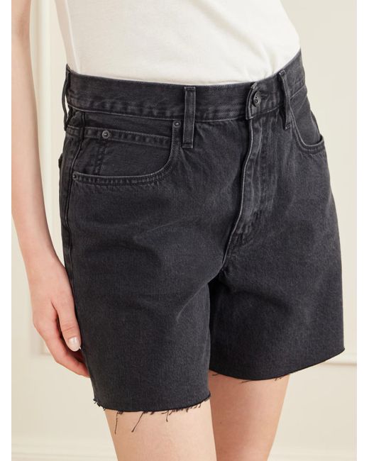 SLVRLAKE Denim Blue Sienna Frayed Denim Shorts