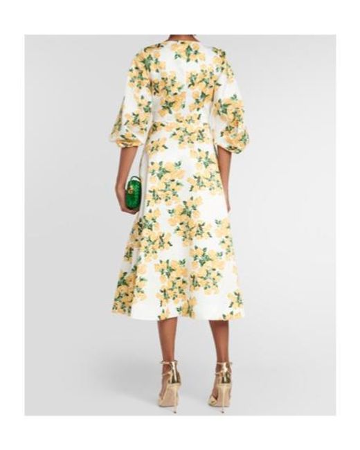 Emilia Wickstead Metallic Gabby Floral Taffeta Faille Midi Dress