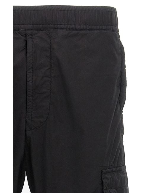 Stone Island Black Logo Patch Technical Cargo Pants for men