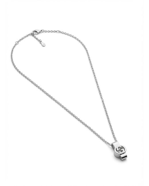 Gucci White Interlocking Pendant Necklace