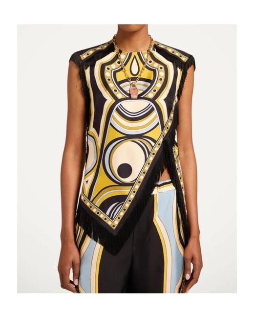 LaDoubleJ Black La Doublej Printed Fringe Scarf Top