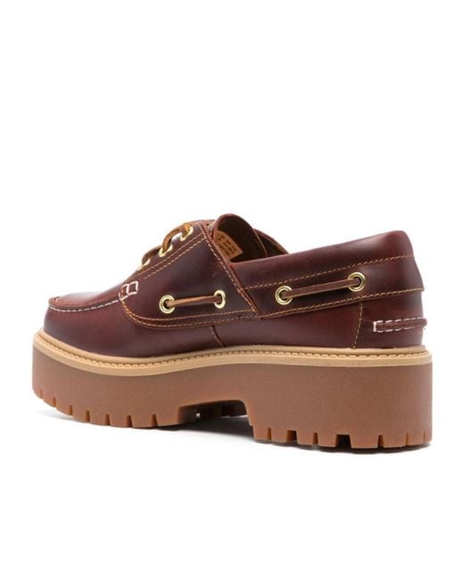 Timberland Brown Lug-Sole Boat Lace-Up Shoes
