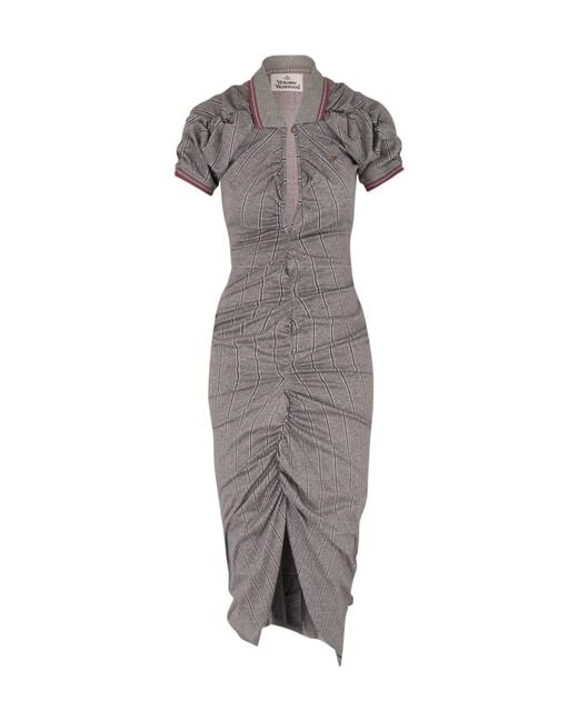 Vivienne Westwood Gray Pulling Ruched Asymmetric Midi Dress