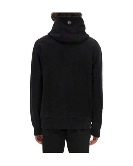 Philipp Plein Black Hexagon Hoodie for men