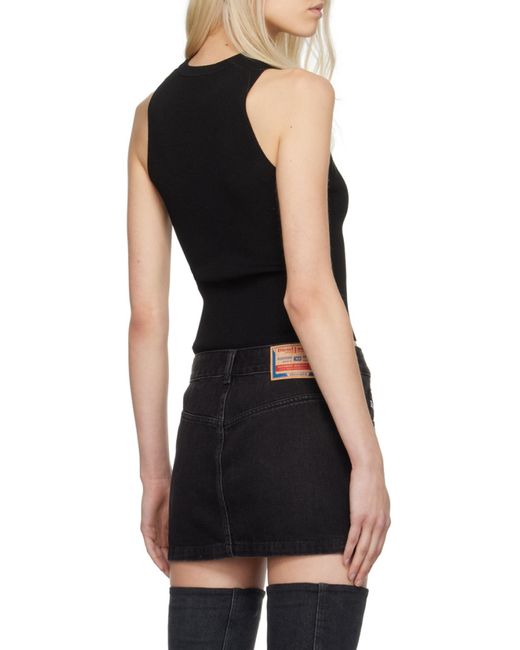 DIESEL Black Onerva-Top Logo Plaque Cut-Out Knitted Top