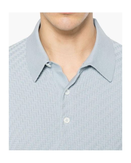 Brioni Blue Long-Sleeved Polo Shirt for men