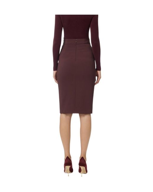 Elisabetta Franchi Red Zip-Detailed Midi Skirt