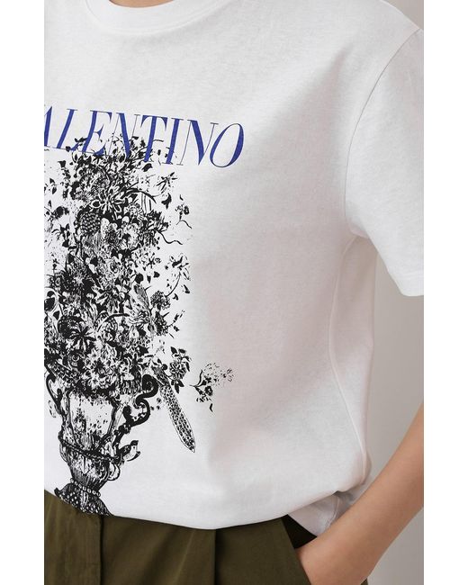 Valentino White Floral Bouquet Logo T-Shirt