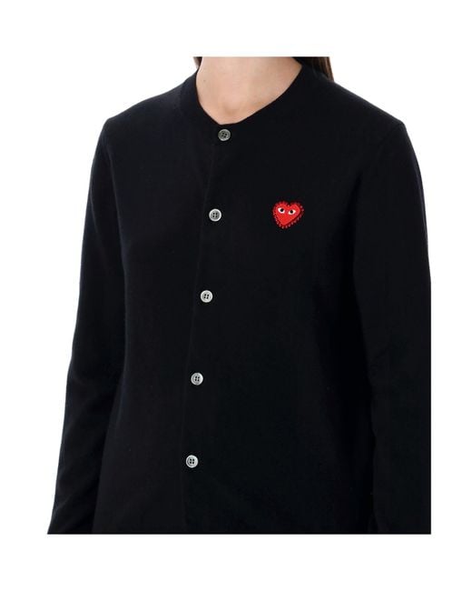 COMME DES GARÇONS PLAY Black Comme Des Garçons Play Logo Detailed Crewneck Cardigan