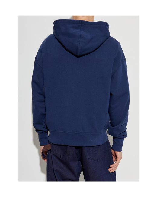 McQueen Blue Hoodie With Logo for men