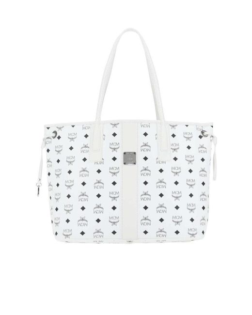 MCM White Medium Liz Reversible Tote Bag