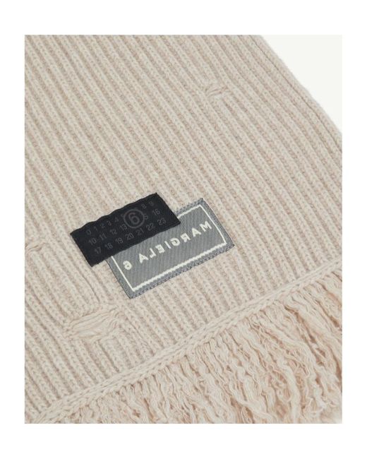 MM6 by Maison Margiela White Distressed Fringed Scarf