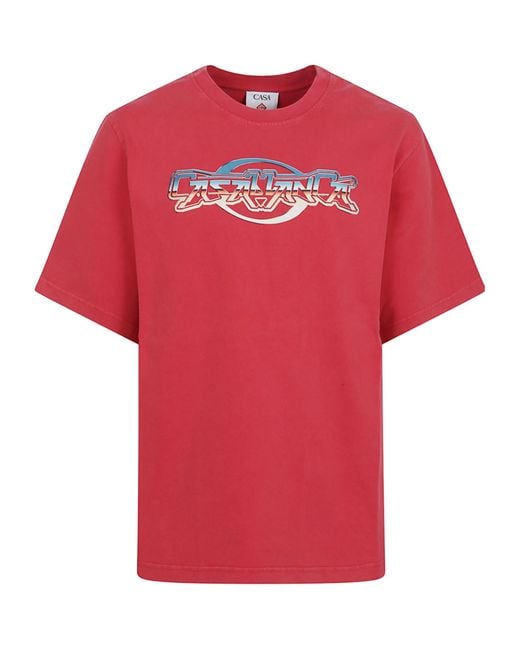 Casablanca Red Logo-Print Cotton T-Shirt for men